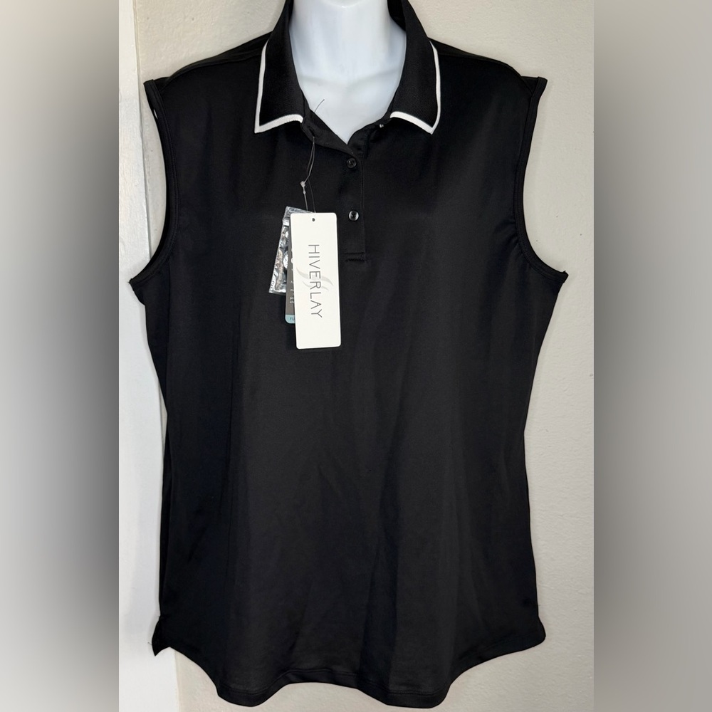 NWT Hiverlay Black Sleeveless Polo Women Size XXL